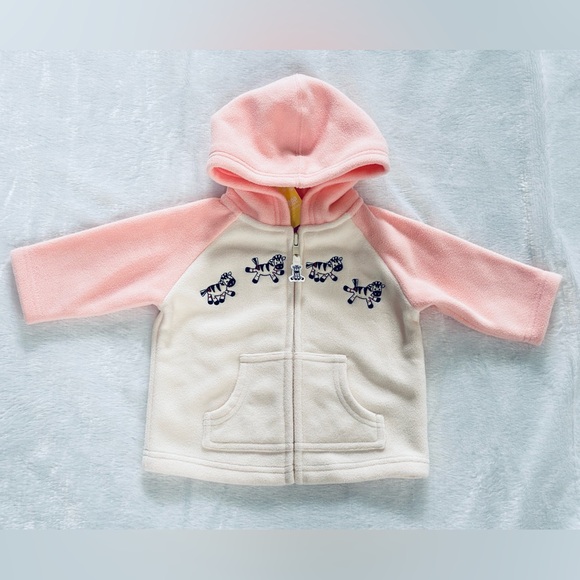 Gymboree SOCK MONKEY & FRIENDS ZEBRA fleece hoodie zip jacket 3-6 MO NWT VINTAGE - Picture 1 of 5